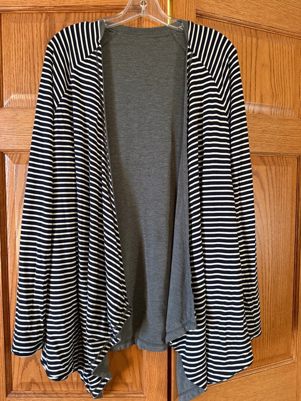 Black and White Striped Cardigan Reversible Size Large